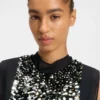 Regular-fit blouse with sequin embellishments