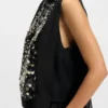 Regular-fit blouse with sequin embellishments