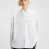 Regular-fit blouse with stacked-logo button
