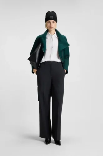 Regular-fit blouse with stacked-logo button