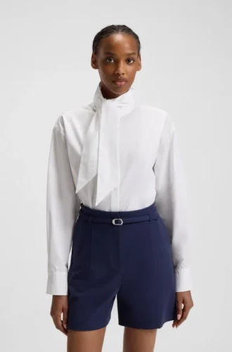 Regular-fit blouse with tie collar