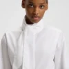 Regular-fit blouse with tie collar