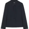 Regular-fit collarless blazer in performance-stretch jersey
