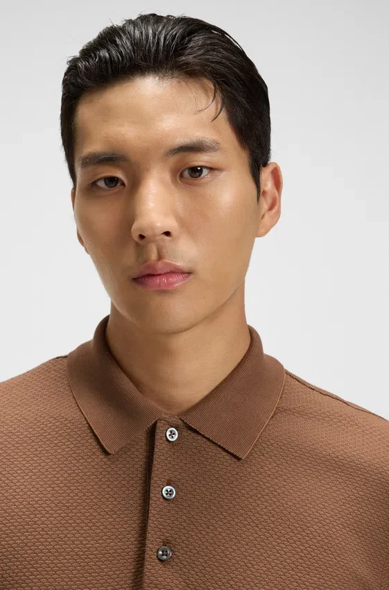 Regular Fit cotton-silk polo shirt with mercerised finish Regular Fit cotton-silk polo shirt with mercerised finish