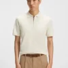 Regular Fit cotton-silk polo shirt with zip neck Regular Fit cotton-silk polo shirt with zip neck