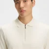 Regular Fit cotton-silk polo shirt with zip neck Regular Fit cotton-silk polo shirt with zip neck
