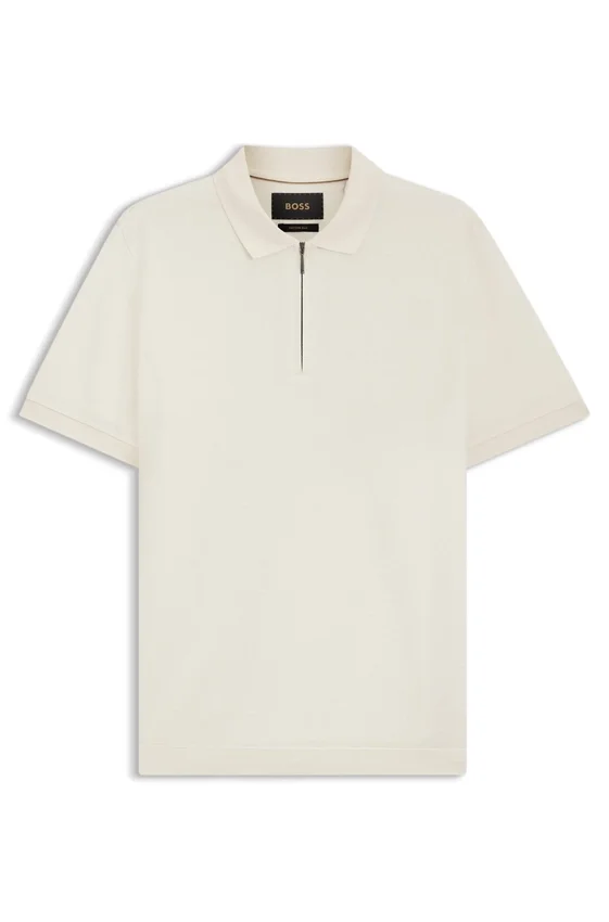 Regular Fit cotton-silk polo shirt with zip neck Regular Fit cotton-silk polo shirt with zip neck