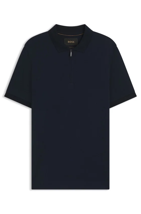 Regular Fit cotton-silk polo shirt with zip neck Regular Fit cotton-silk polo shirt with zip neck