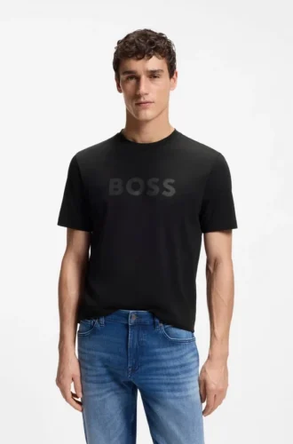 Regular-fit cotton T-shirt with modern logo