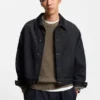 Regular-fit jacket in dark-blue denim