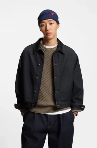 Regular-fit jacket in dark-blue denim