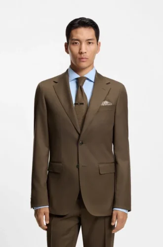 Regular-fit jacket in virgin and textured wool