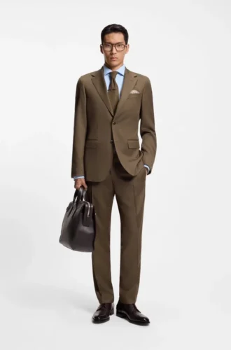 Regular-fit jacket in virgin and textured wool
