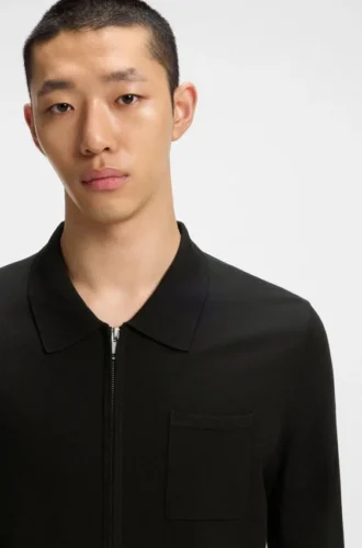 Regular-fit knit jacket with zip front