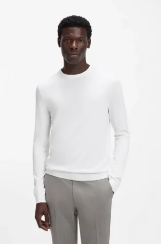 Regular-fit knitted sweater with crew neckline