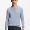 Regular-fit knitted sweater with crew neckline