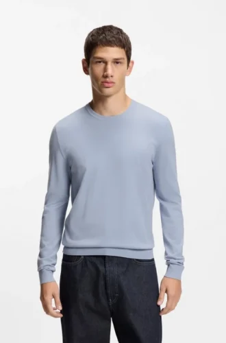 Regular-fit knitted sweater with crew neckline