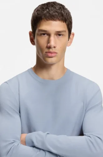 Regular-fit knitted sweater with crew neckline