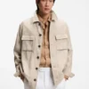 Regular-fit overshirt in virgin wool, silk and linen