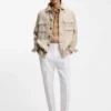 Regular-fit overshirt in virgin wool, silk and linen