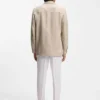 Regular-fit overshirt in virgin wool, silk and linen
