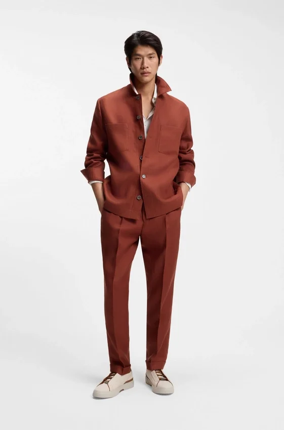 Regular-fit overshirt in wrinkle-resistant linen Regular-fit overshirt in wrinkle-resistant linen