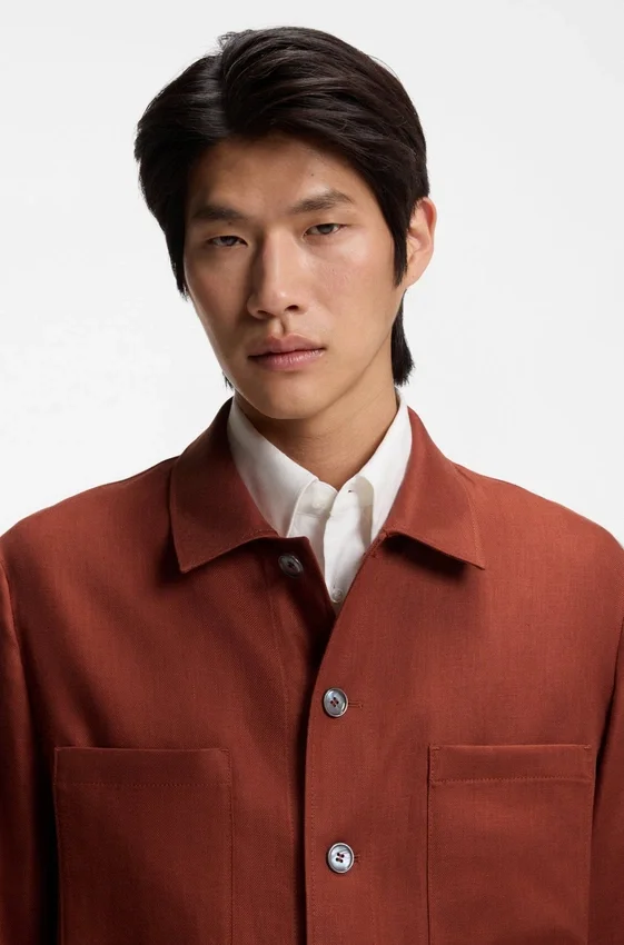 Regular-fit overshirt in wrinkle-resistant linen Regular-fit overshirt in wrinkle-resistant linen