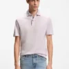 Regular-fit polo shirt in cotton and linen Regular-fit polo shirt in cotton and linen
