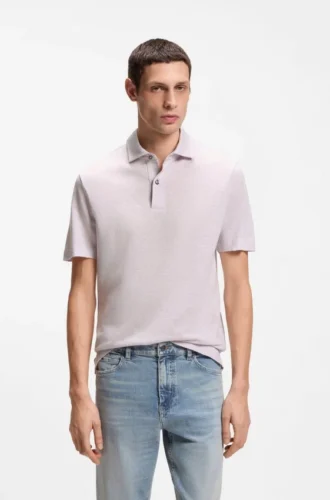 Regular-fit polo shirt in cotton and linen
