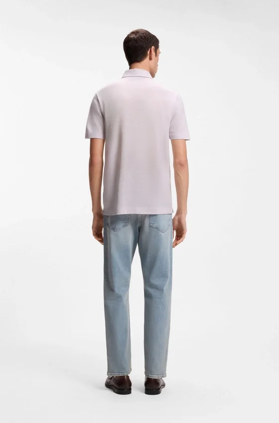 Regular-fit polo shirt in cotton and linen Regular-fit polo shirt in cotton and linen