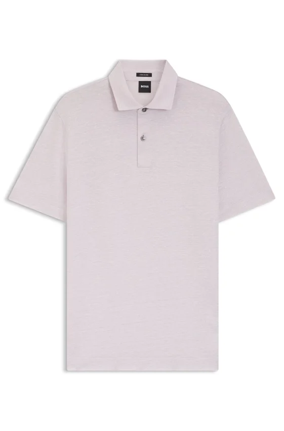 Regular-fit polo shirt in cotton and linen Regular-fit polo shirt in cotton and linen