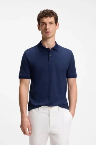 Regular-fit polo shirt in cotton-silk jacquard