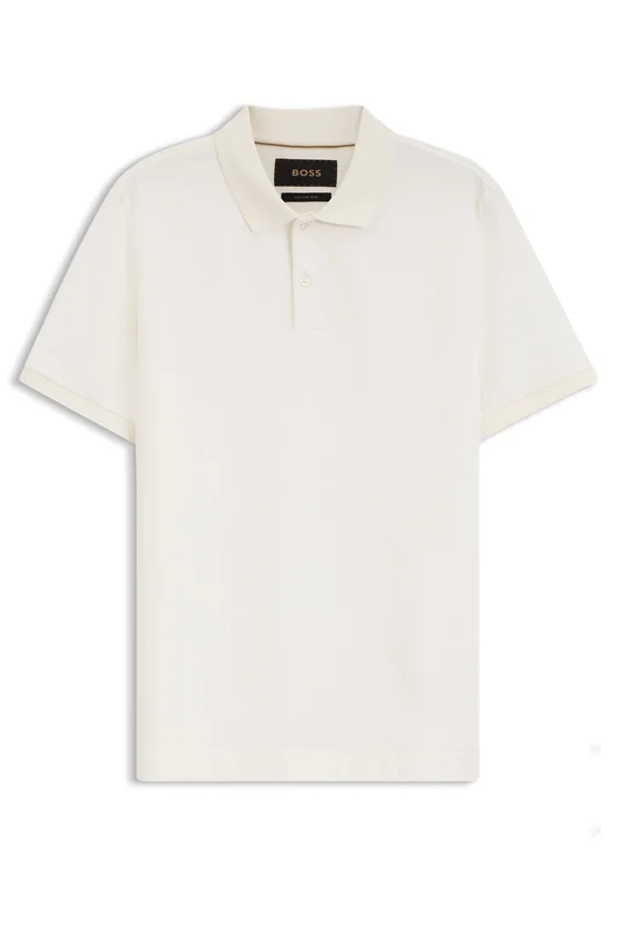 Regular-fit polo shirt in cotton-silk jacquard Regular-fit polo shirt in cotton-silk jacquard