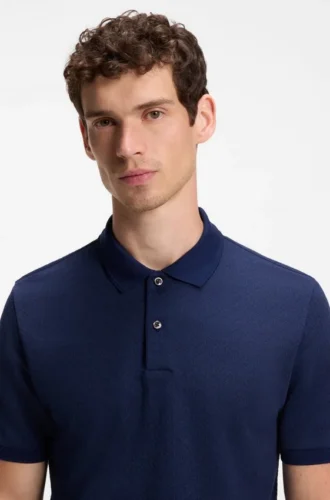 Regular-fit polo shirt in cotton-silk jacquard