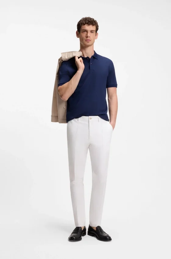 Regular-fit polo shirt in cotton-silk jacquard Regular-fit polo shirt in cotton-silk jacquard