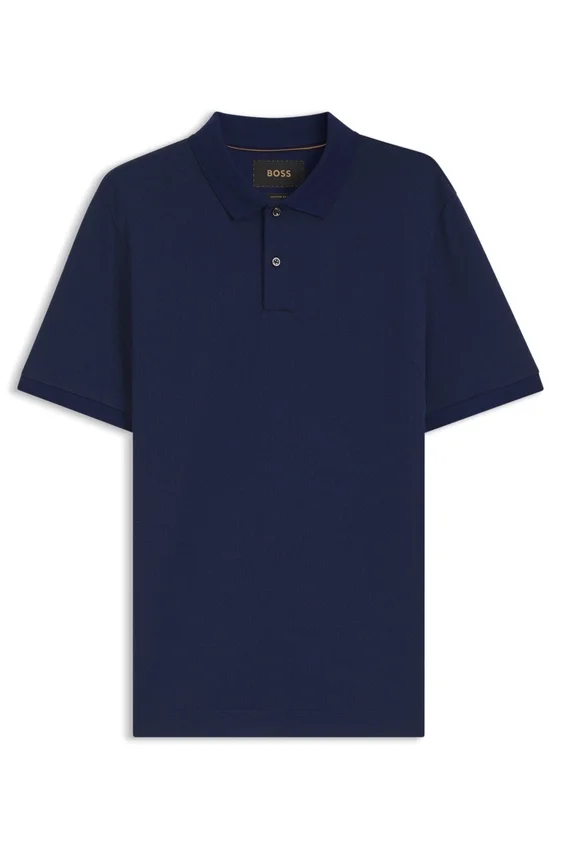 Regular-fit polo shirt in cotton-silk jacquard Regular-fit polo shirt in cotton-silk jacquard