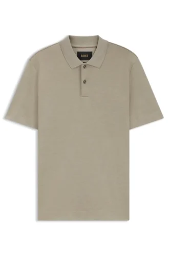 Regular-fit polo shirt in mercerised cotton and silk