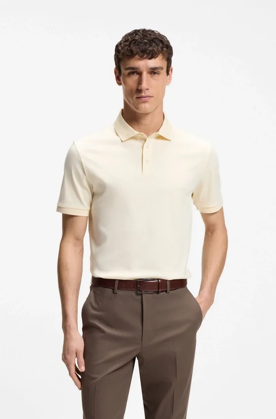 Regular-fit polo shirt in mercerized Italian cotton Regular-fit polo shirt in mercerized Italian cotton