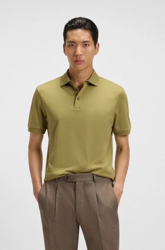 Regular-fit polo shirt in mercerized Italian cotton Regular-fit polo shirt in mercerized Italian cotton