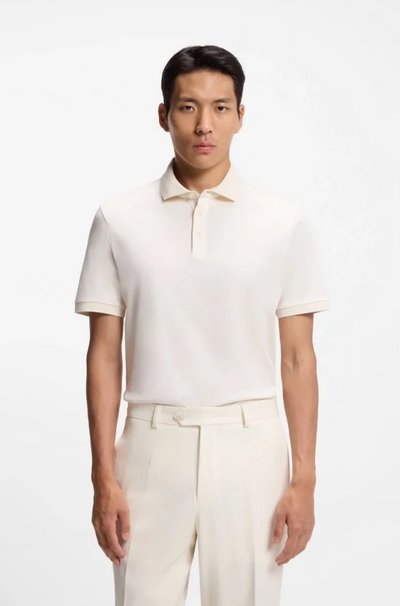 Regular-fit polo shirt in mercerized Italian cotton Regular-fit polo shirt in mercerized Italian cotton