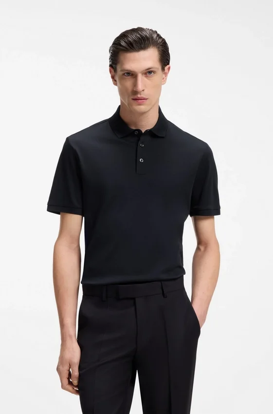 Regular-fit polo shirt in mercerized Italian cotton Regular-fit polo shirt in mercerized Italian cotton