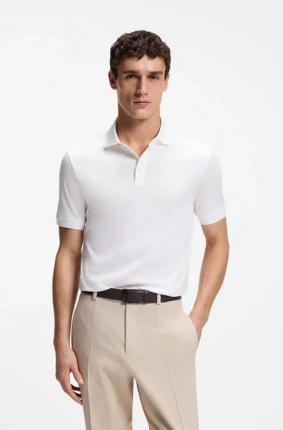 Regular-fit polo shirt in mercerized Italian cotton Regular-fit polo shirt in mercerized Italian cotton