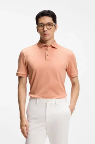 Regular-fit polo shirt in mercerized Italian cotton