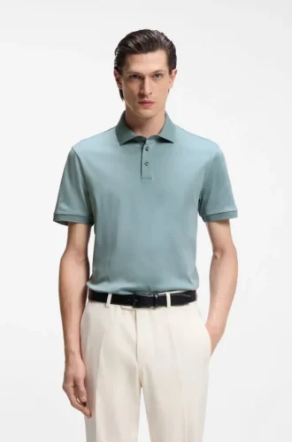 Regular-fit polo shirt in mercerized Italian cotton