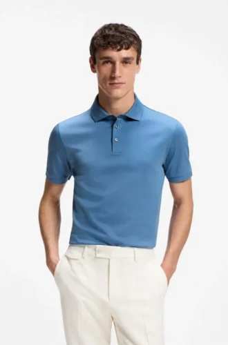 Regular-fit polo shirt in mercerized Italian cotton