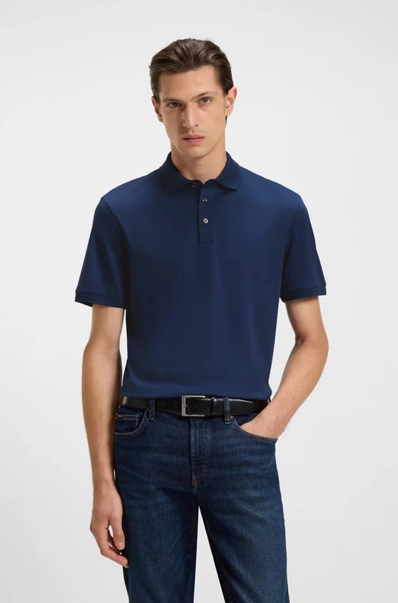 Regular-fit polo shirt in mercerized Italian cotton Regular-fit polo shirt in mercerized Italian cotton