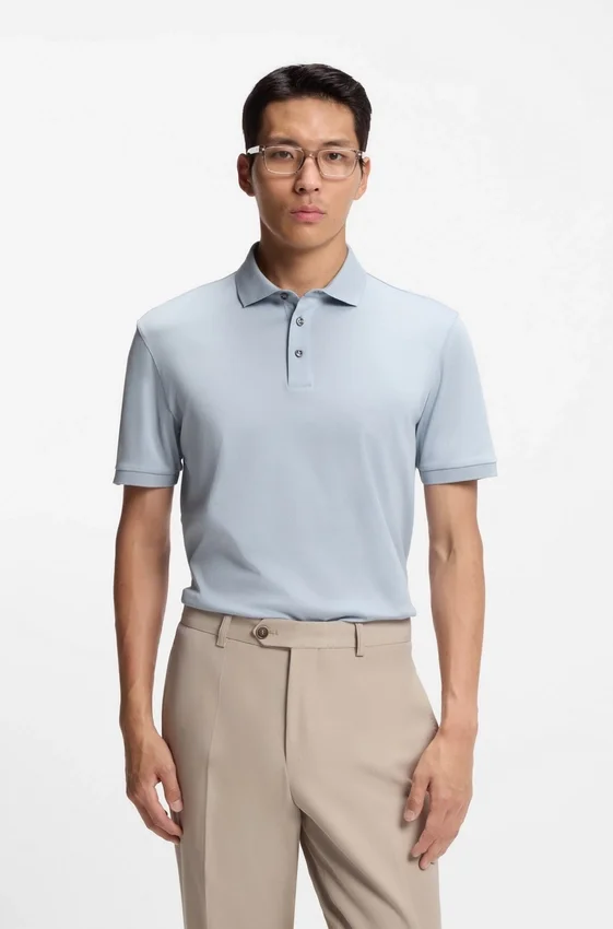 Regular-fit polo shirt in mercerized Italian cotton Regular-fit polo shirt in mercerized Italian cotton