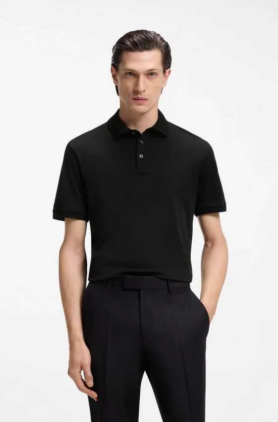 Regular-fit polo shirt in mercerized Italian cotton Regular-fit polo shirt in mercerized Italian cotton