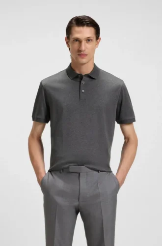 Regular-fit polo shirt in mercerized Italian cotton