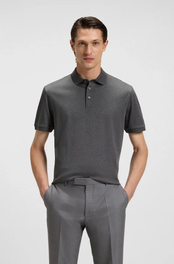 Regular-fit polo shirt in mercerized Italian cotton Regular-fit polo shirt in mercerized Italian cotton